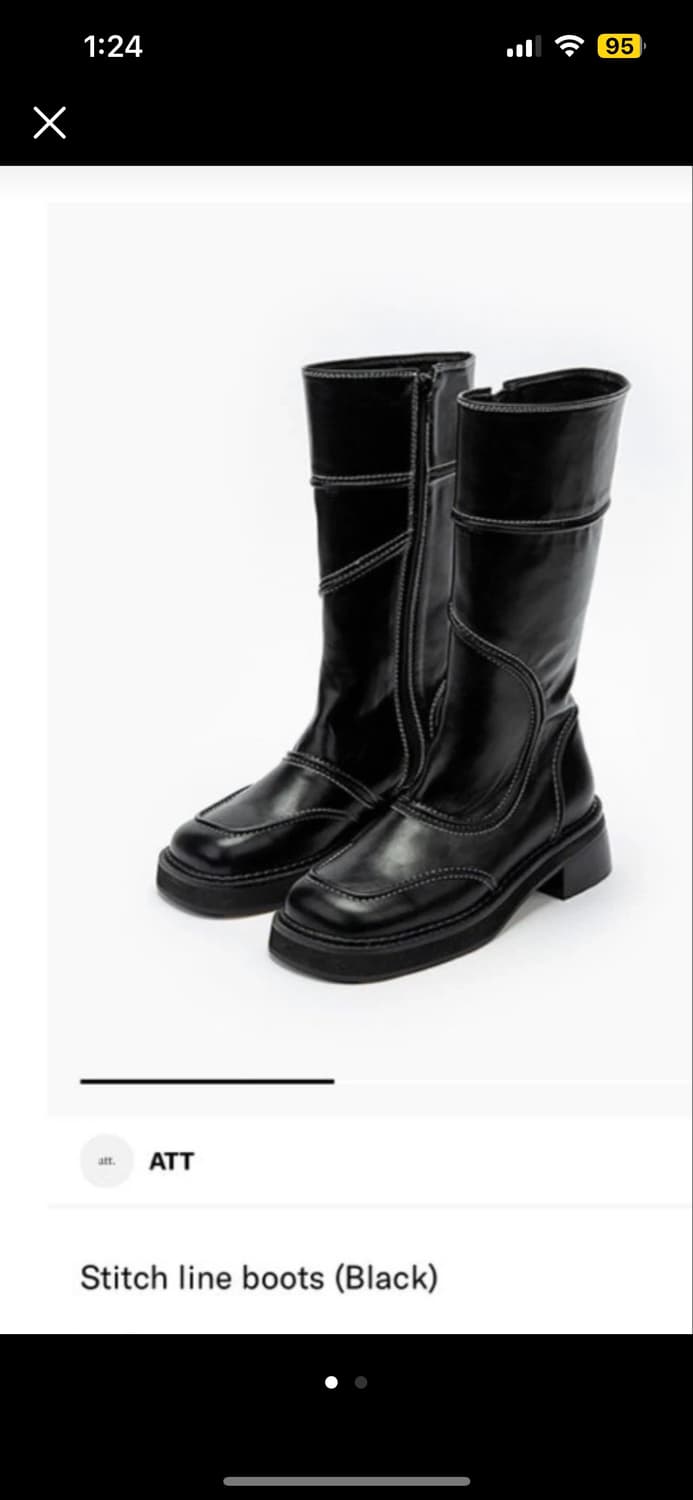 ATT 에이티티 스티치 라인 스퀘어 부츠 블랙 엔믹스 스테이씨 착용 상품이미지1