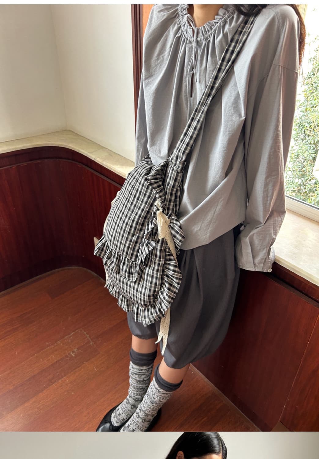 oinimi 가방 체크 러플 백팩 크로스백 2way 상품이미지6