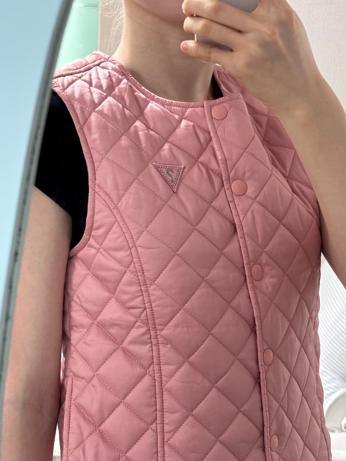 게스 실버핑크 퀼팅 조끼💗 상품이미지4