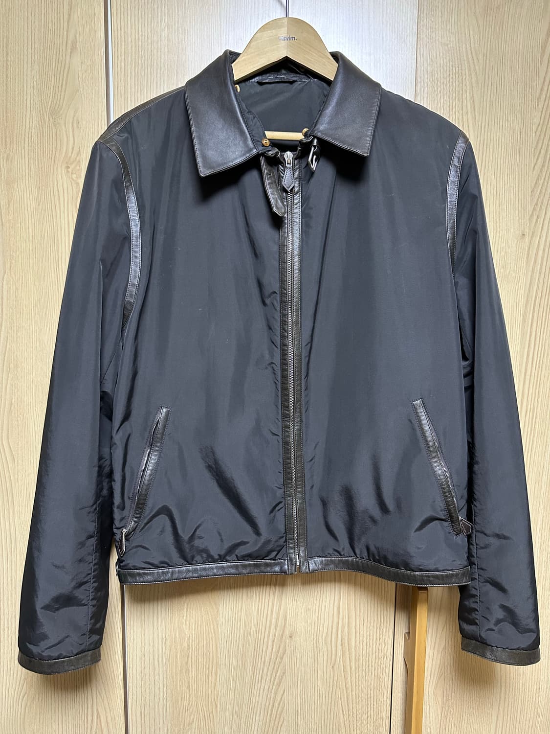 에르메스 02년도 아카이브 가죽 시어링 나일론 자켓 52 상품이미지5