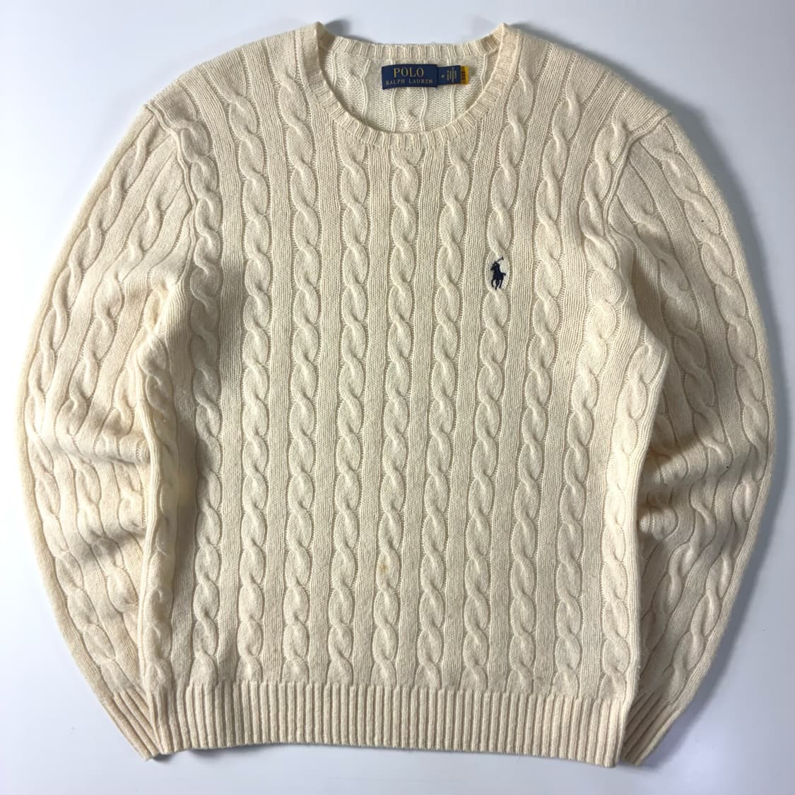 Polo  폴로 랄프로렌 신형 자수 캐시미어 울 크림 꽈배기 니트  상품이미지1