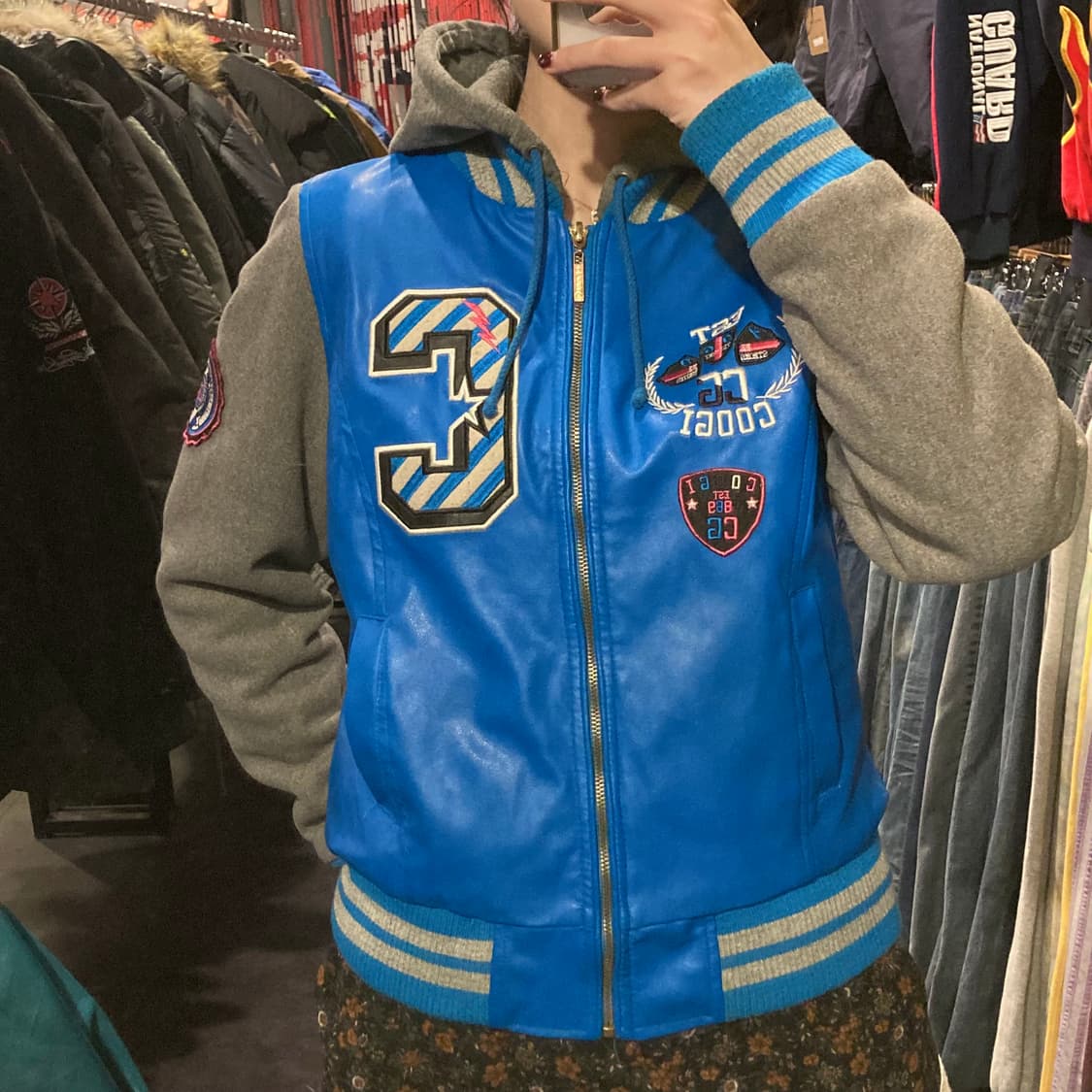 [IM]coogi 크롭 바시티자켓 블루 (후드o) 상품이미지3