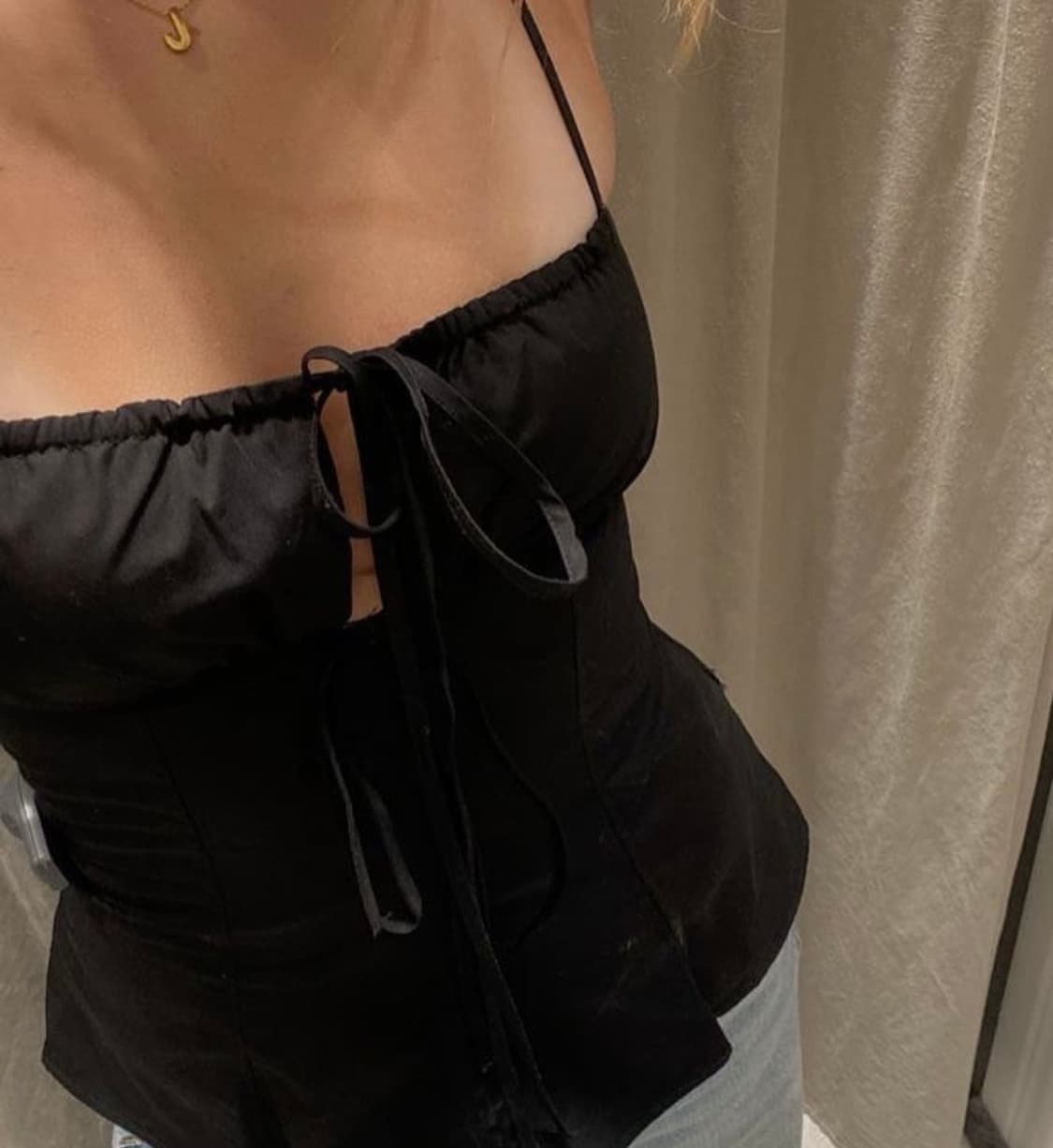 ZARA 자라 리본 개버딘 탑, 자라 리본 블라우스, 나시 블라우스 상품이미지3