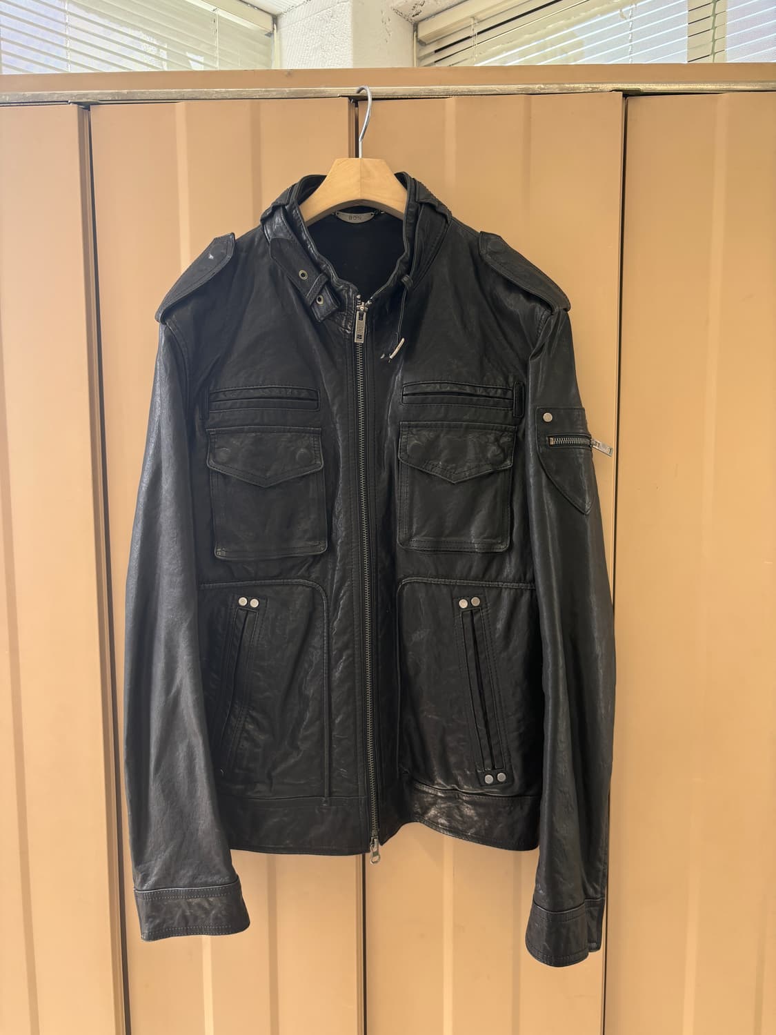 멀티 포켓 빈티지 레더 자켓 상품이미지9