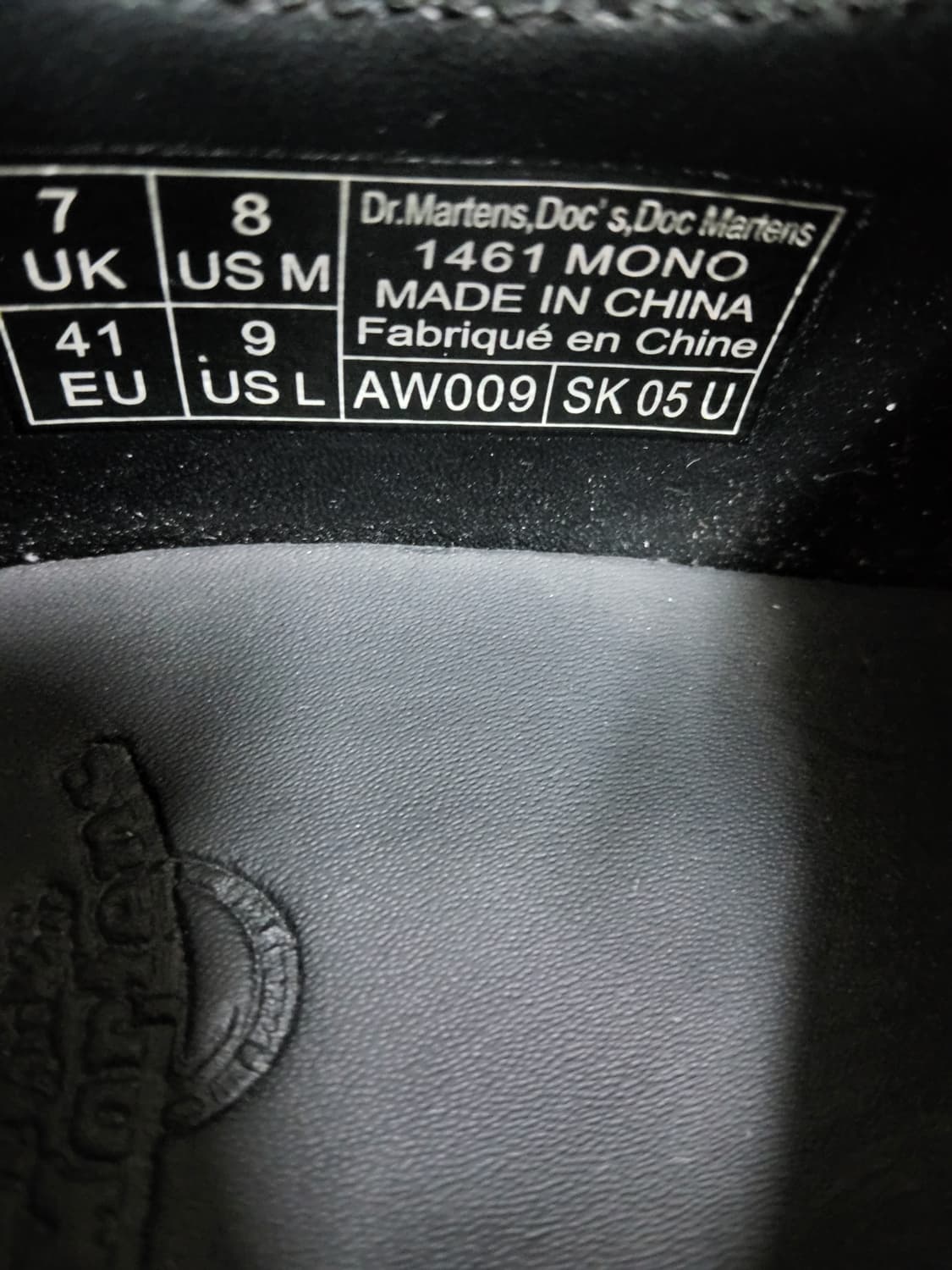 닥터마틴1461 모노 3홀 260사이즈  상품이미지2