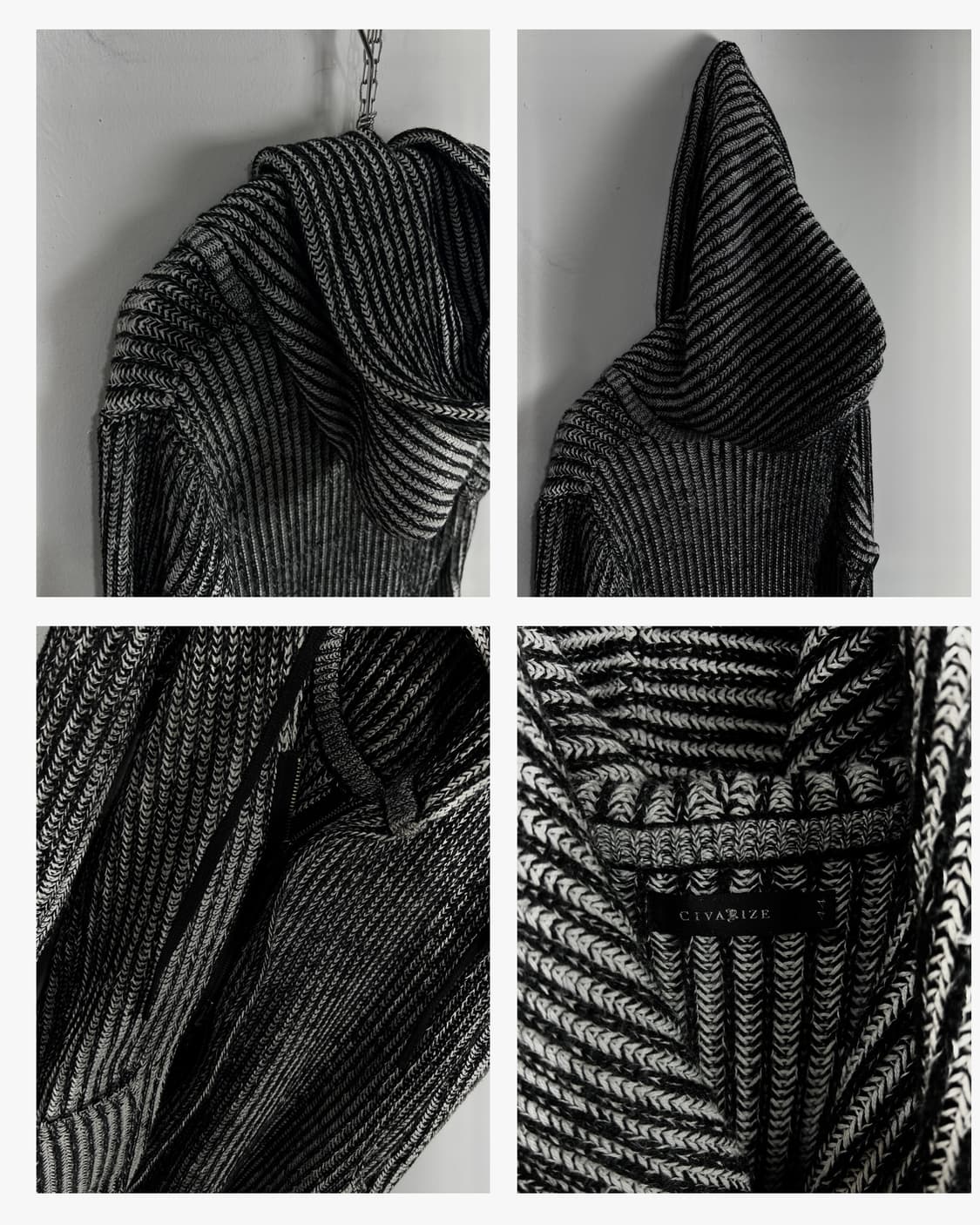 시바라이즈 (CIVARIZE) 비대칭 더블 집업 스트라이프 니트 코트 상품이미지10