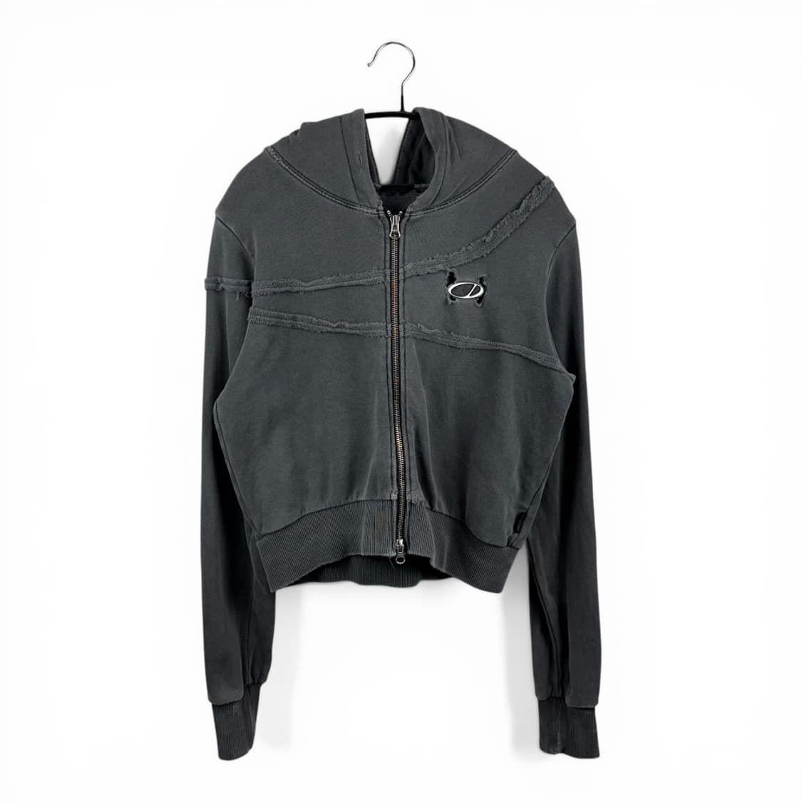 (F) 오드스튜디오 크롭 후드집업 차콜 상품이미지1