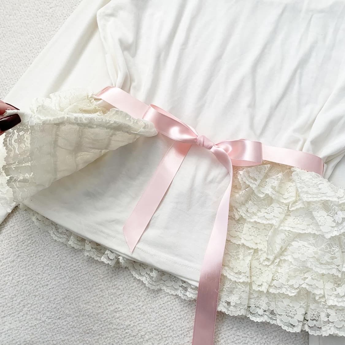 히메갸루 레이스 캉캉 리본벨트 롱슬리브 상품이미지2