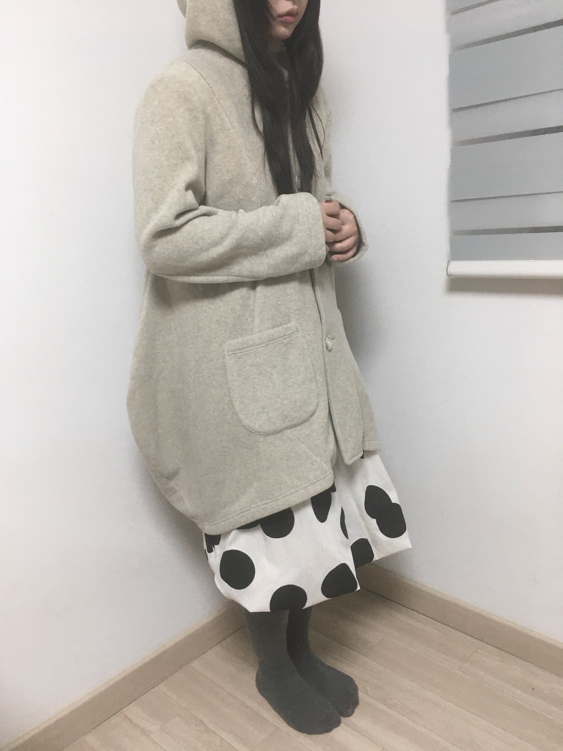 Gomme 고무 드레이프 후드 코트 상품이미지4