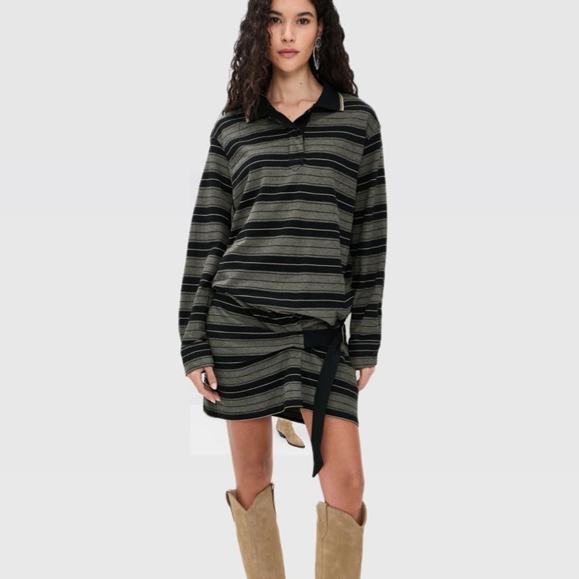 [34,36,38]이자벨마랑 26ss ISEA 스트라이프 벨트 드레스 상품이미지1