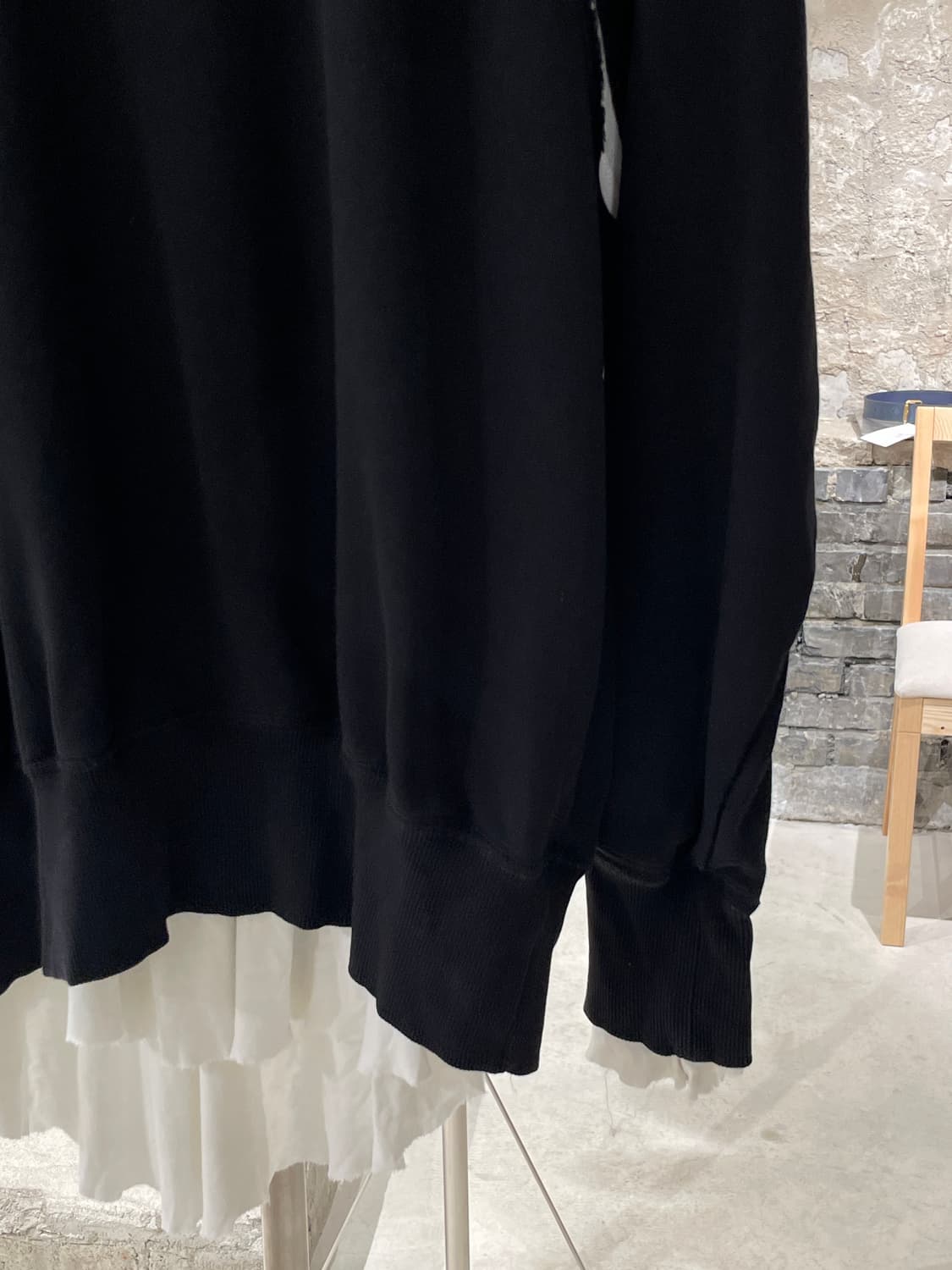 디젤 블랙 레이어드 래글런 스웻 셔츠 상품이미지5