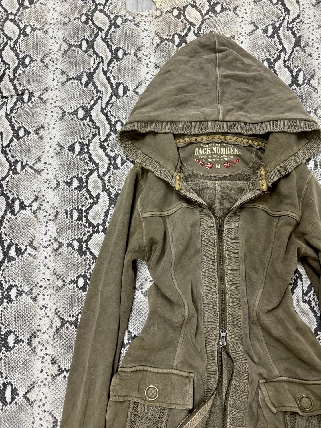 “Back Number” Y2K Khaki 2-way hooded Zip 상품이미지4