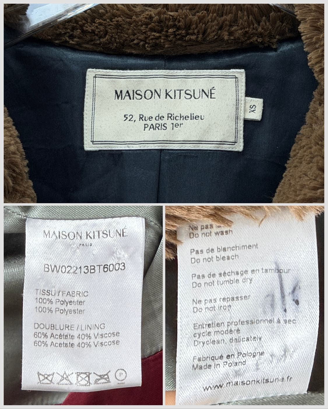 메종 키츠네 제니 브라운 퍼 자켓 상품이미지9
