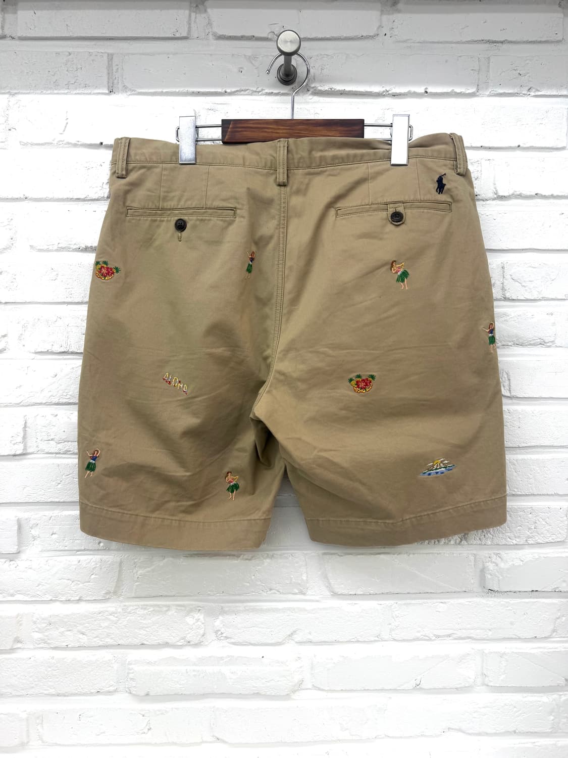 폴로 베이지 스트레치 클래식핏 자수 하프팬츠 상품이미지6