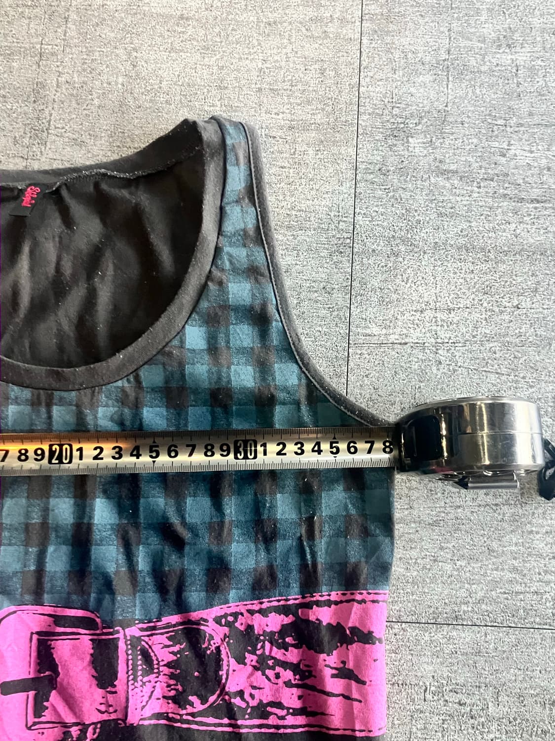 일본빈티지 핀터깔y2k 하구미모리걸 달천깔페어리 타탄 슬리브리스 나시탑 상품이미지2