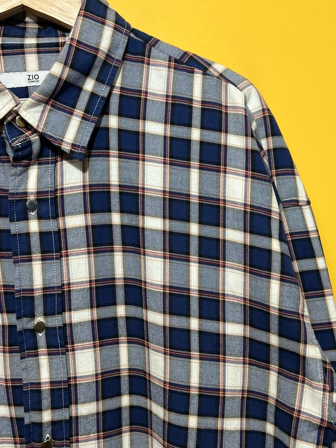 [100] 지오송지오 체크 남방 오버핏 셔츠 간절기 레이어드 플란넬 상품이미지3