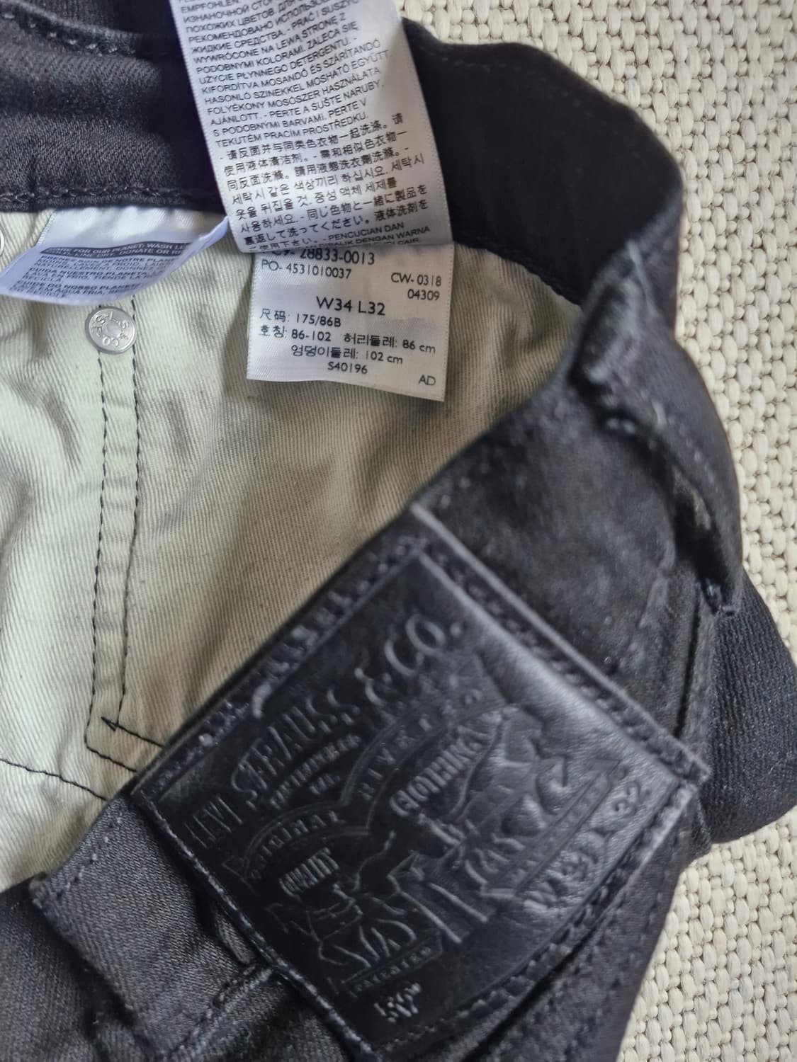 리바이스 512  슬림 테이퍼 블랙진 W34 상품이미지6