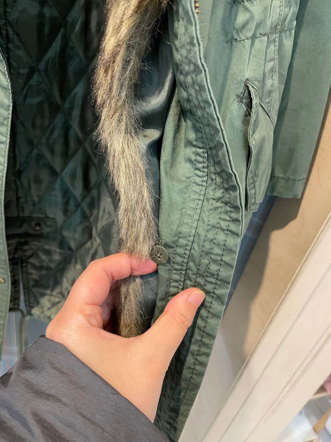 일본빈티지 우먼개파카 털탈부착(누빔) 상품이미지2