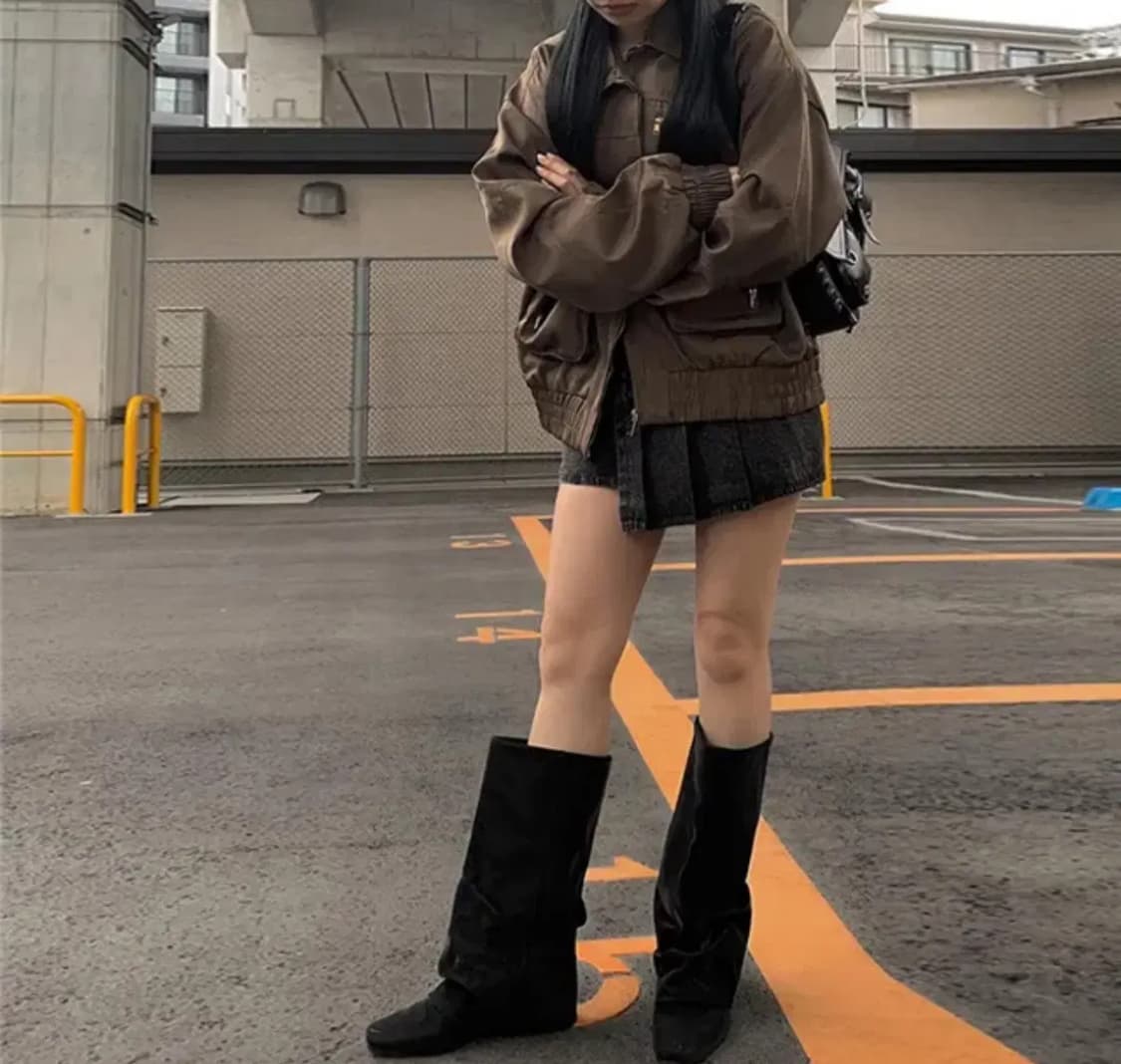 애니원모어 데조 흑청 데님 플리츠 스커트 L 상품이미지2