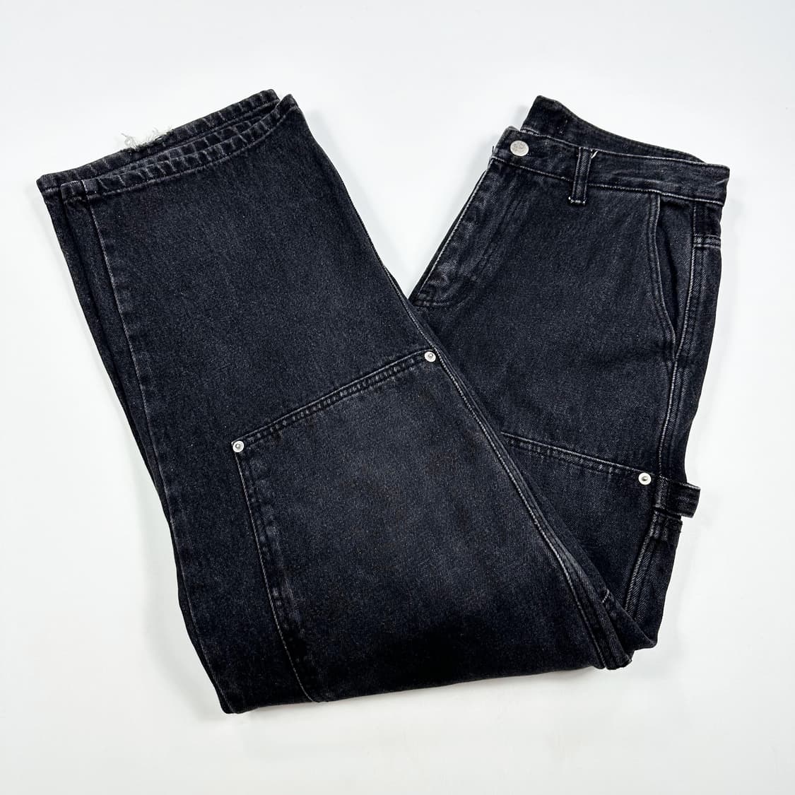 30 VTG 빈티지 세미 와이드 더블니 흑청 카펜터 데님팬츠 상품이미지1