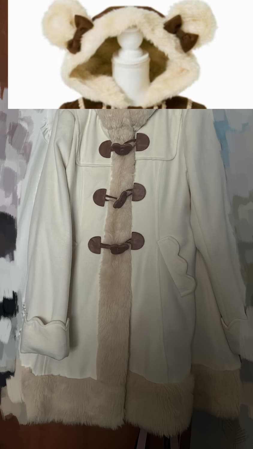 디어마이러브 쿠마 코트 빈티지 아이보리  상품이미지2