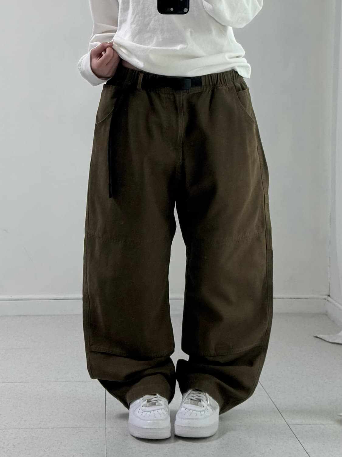 그라미치 카키 브라운 더블니 팬츠 상품이미지1