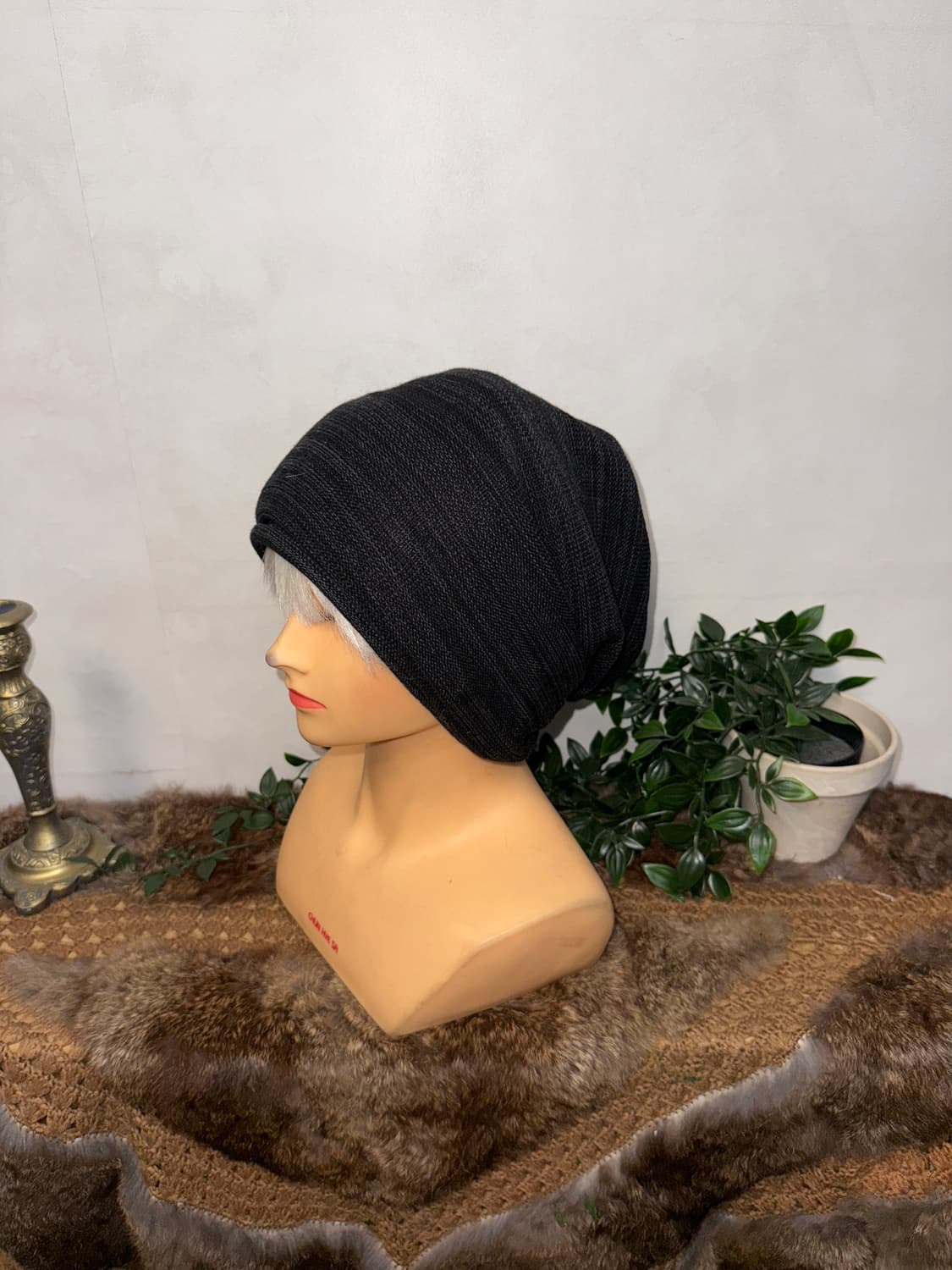 Charcoal melange loose knit beanie  상품이미지1