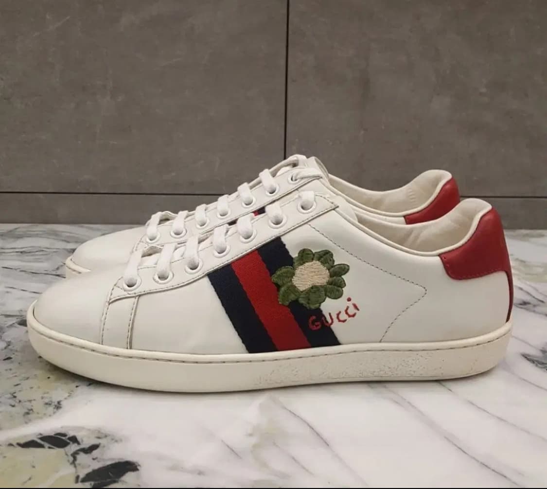 구찌에이스 플라워 스니커즈 37 240 운동화 화이트자수 테디 곰돌이 상품이미지3