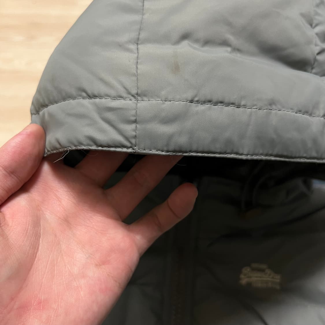 슈퍼드라이 덕다운 니트 스웨터 립 후드 패딩 점퍼 [그레이] S/90 상품이미지7