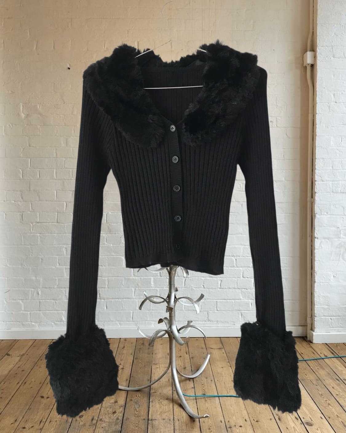 vintage black fur cardigan 상품이미지1