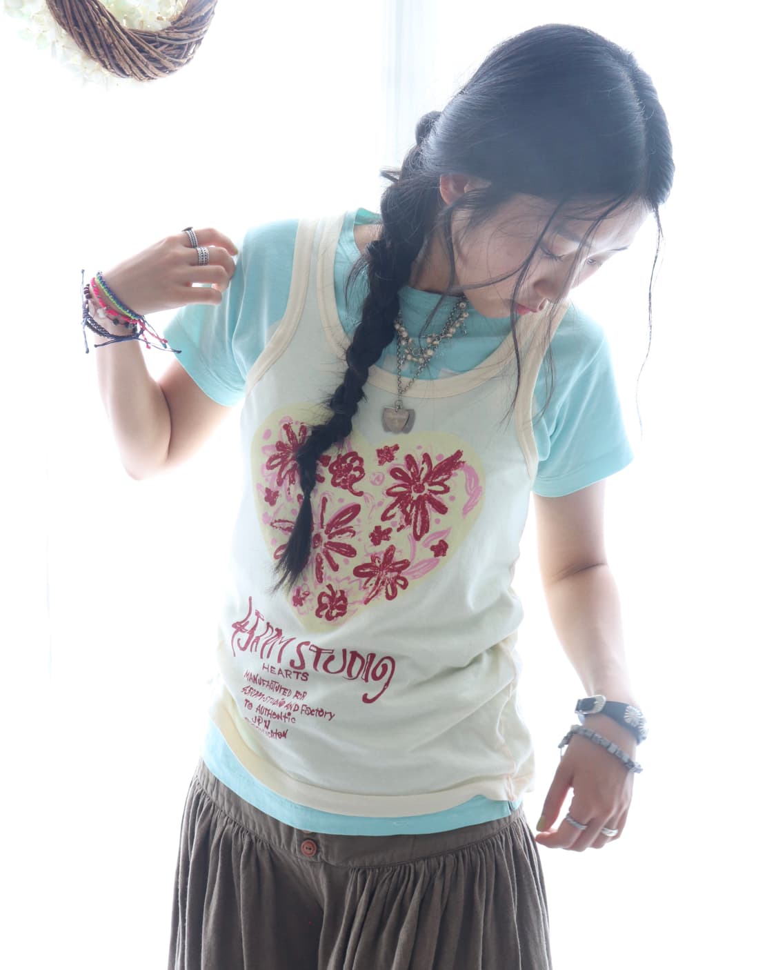 [45rpm] Butter Yellow Hearts Tank Top 상품이미지1