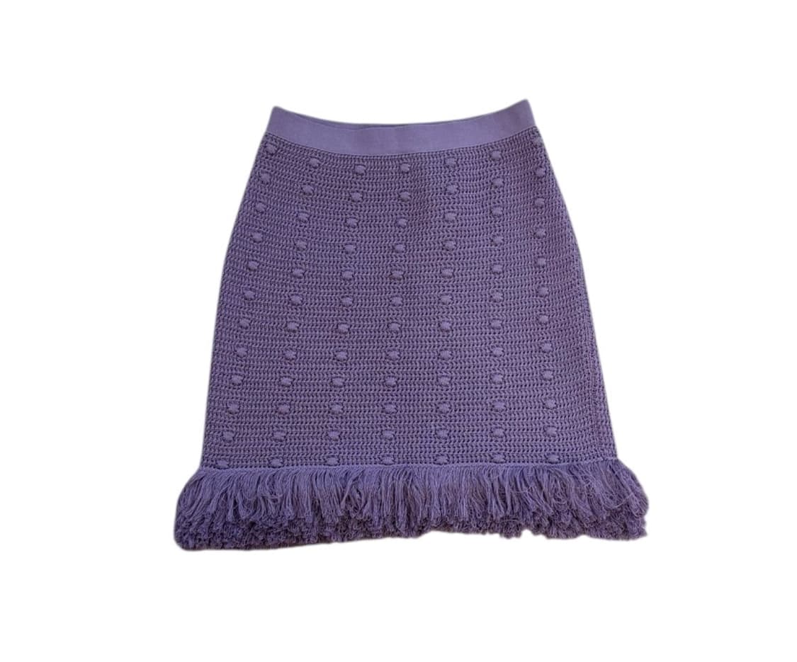 보테가 베네타 퍼플 코튼 크로셰 프린지 헴 니트 스커트 상품이미지1