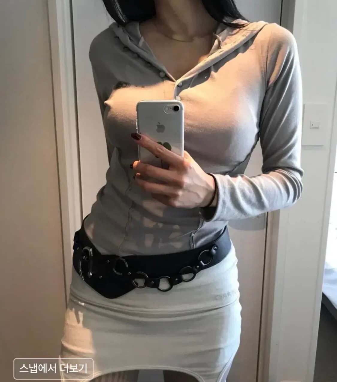플레어업의 버튼업 레이스 후디 그레이 상품이미지4