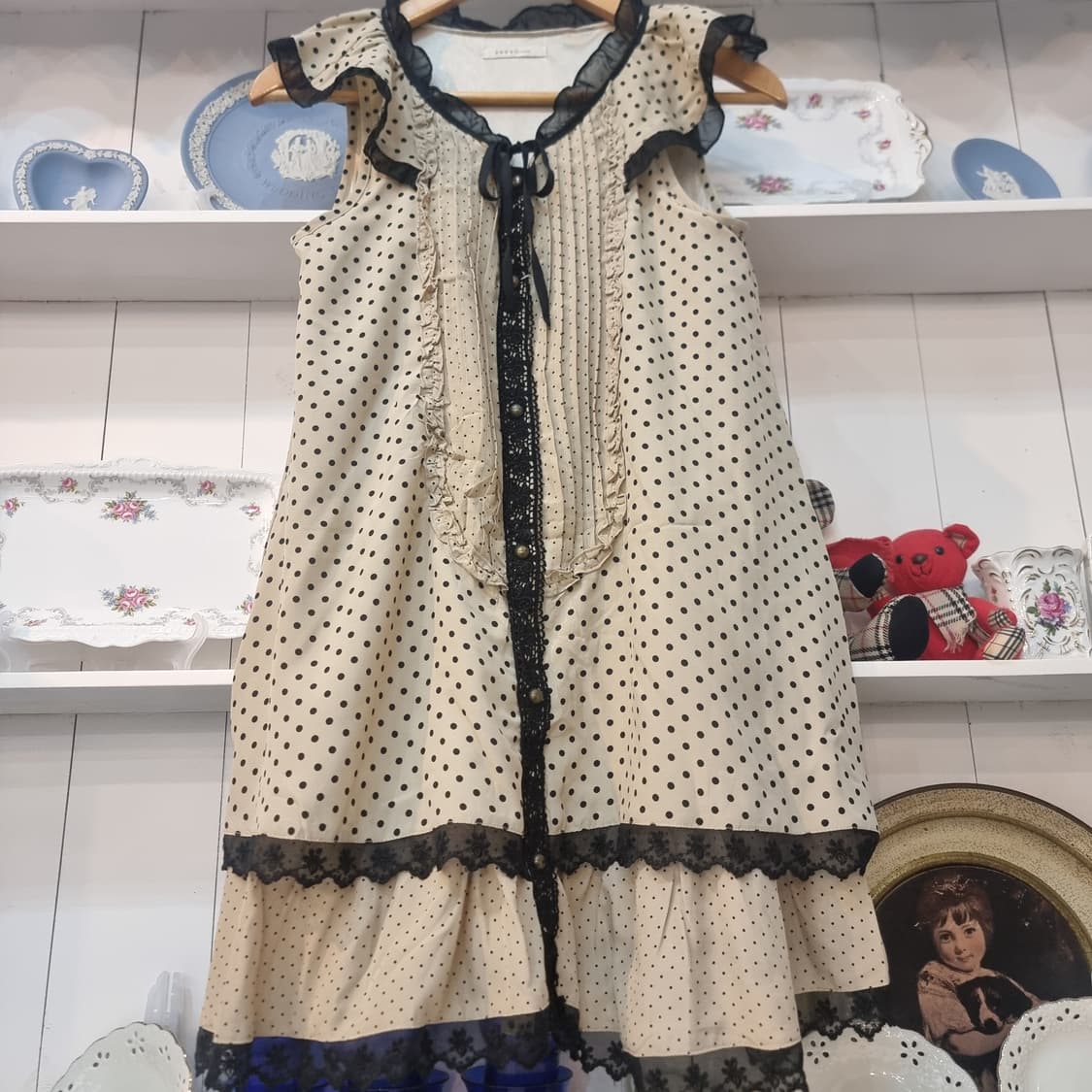 axes femme 도트 레이스 프릴 원피스 상품이미지3