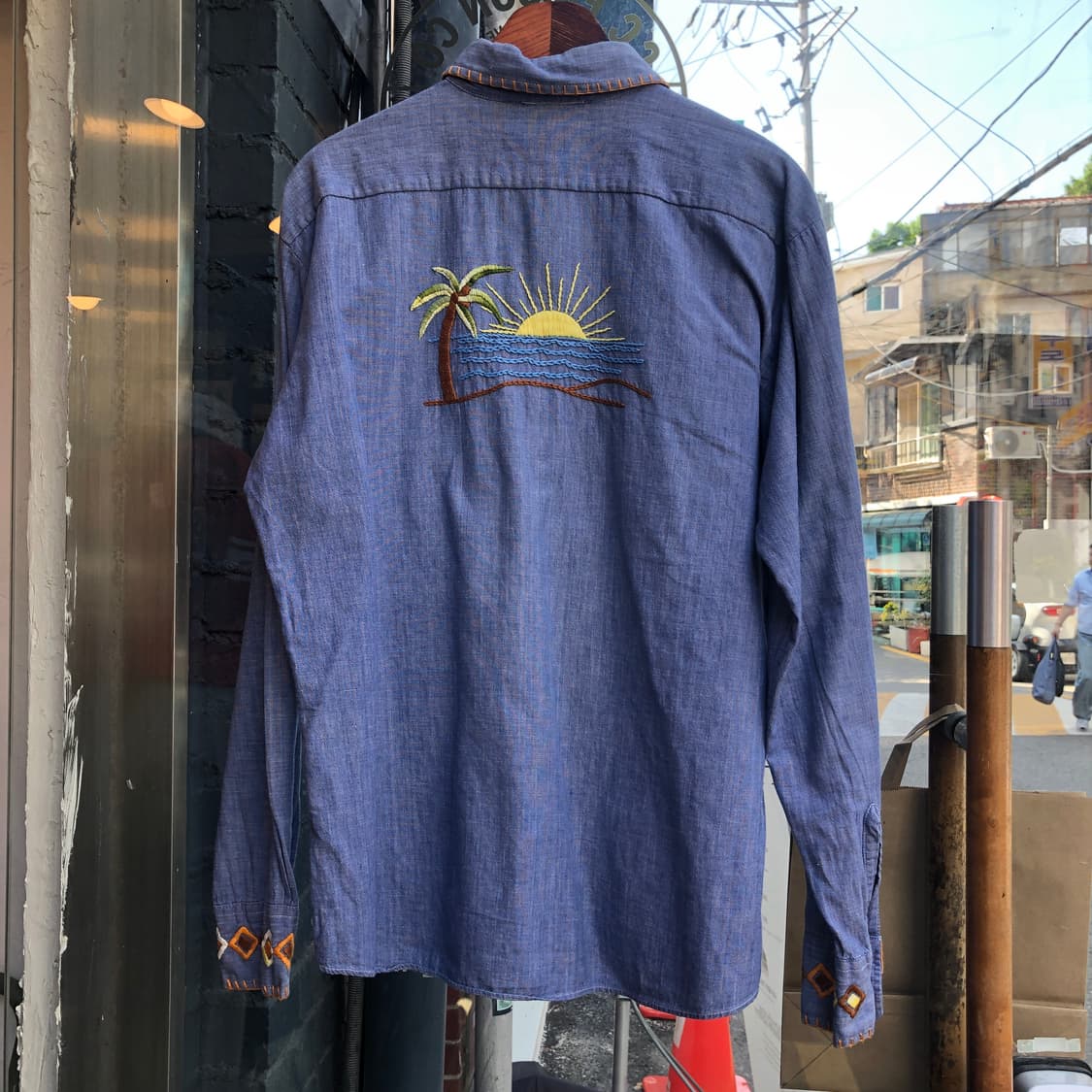 70s/80s vintage chambray shirt-L 상품이미지7