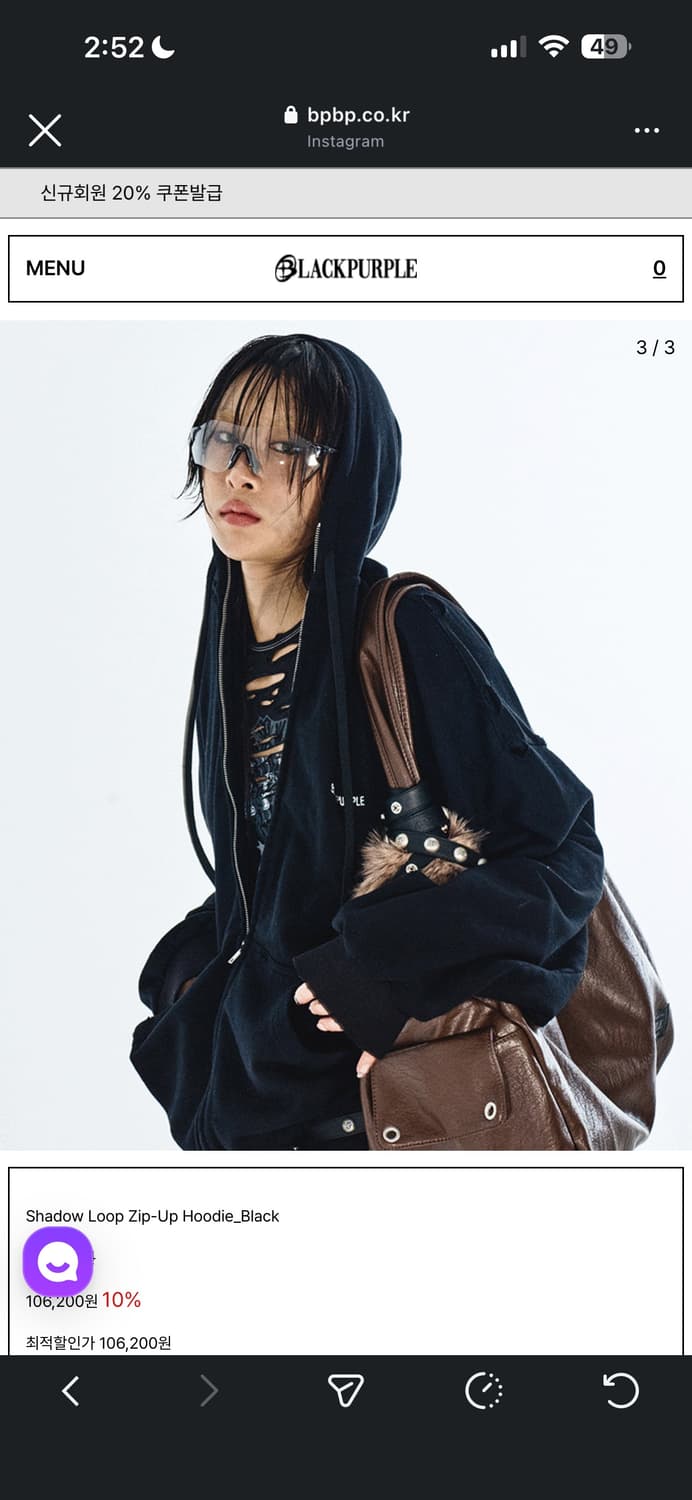 black purple hood zip up 상품이미지3