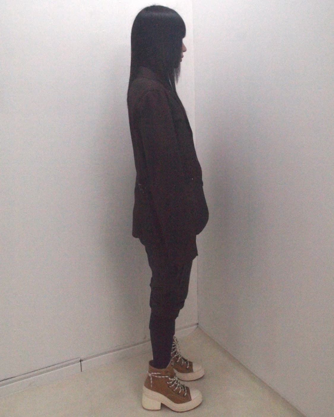 Red brown nylon belted basic jacket  상품이미지2