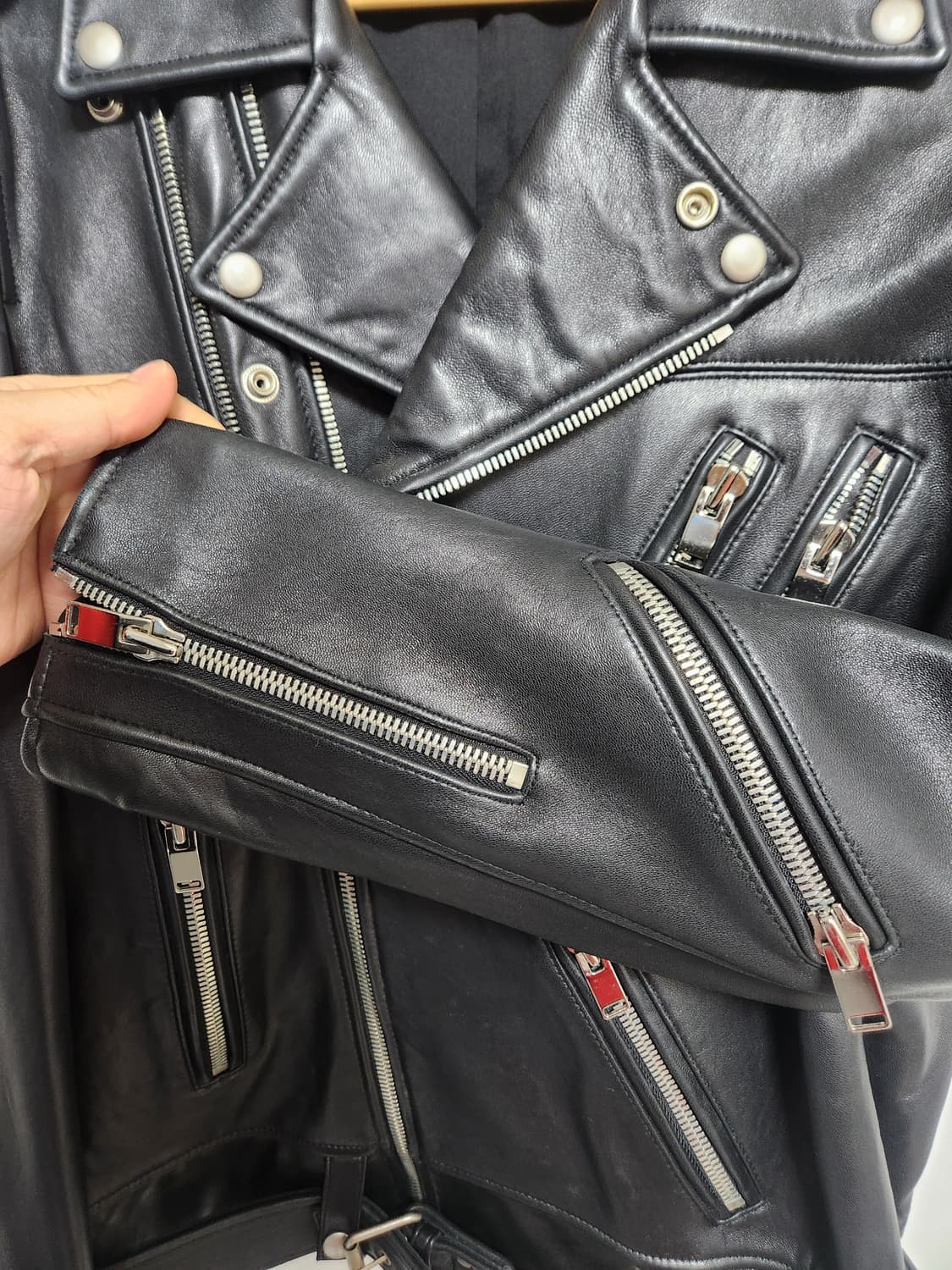 이탈리안레더 블랙 라이더 자켓  XL - J32 상품이미지5