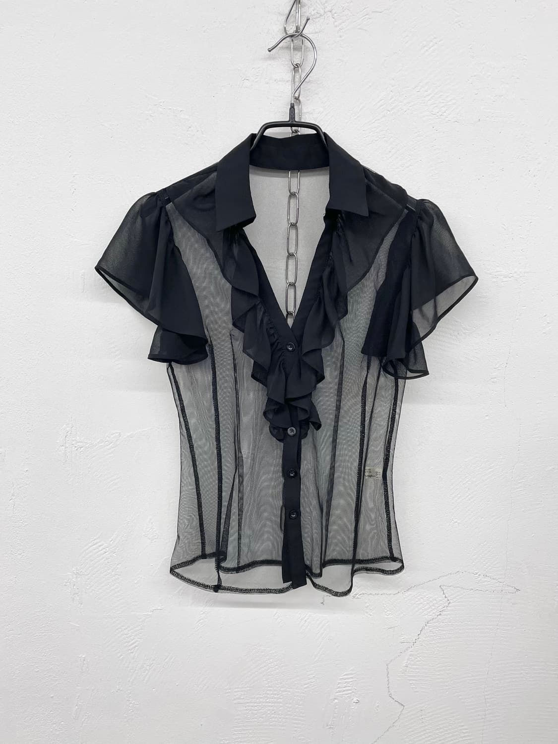 블랙 시어 프릴 탑 상품이미지4