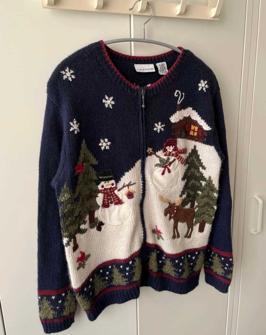 빈티지 눈사람풍경 니트 가디건 상품이미지2