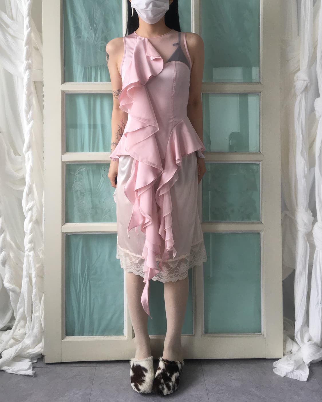 Ruffle drop unbalanced point sleeveless 상품이미지9