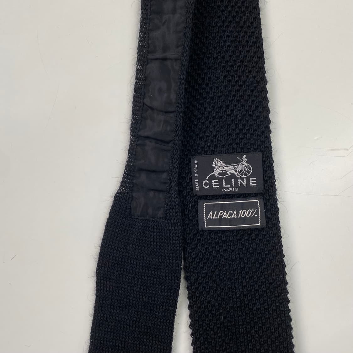 셀린느(celine) 심플로고 정품 명품블랙 니트넥타이 총장127.5cm 상품이미지5