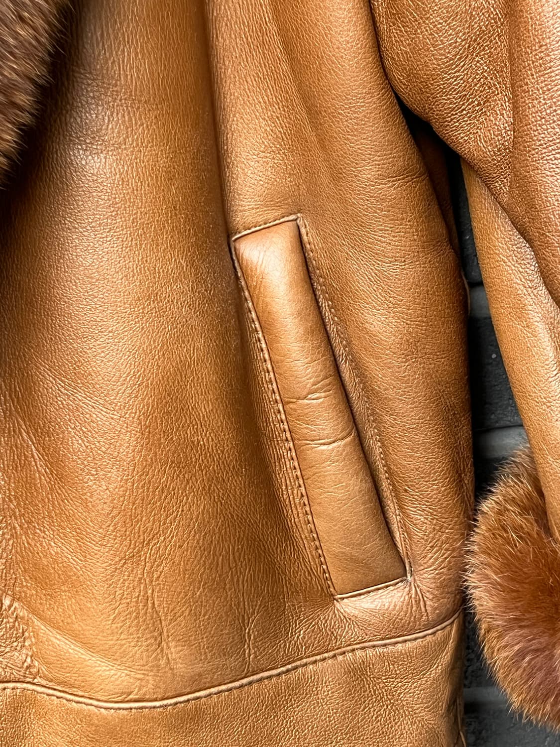 90s CAREER 폭스퍼 램스킨 자켓 브라운 상품이미지8