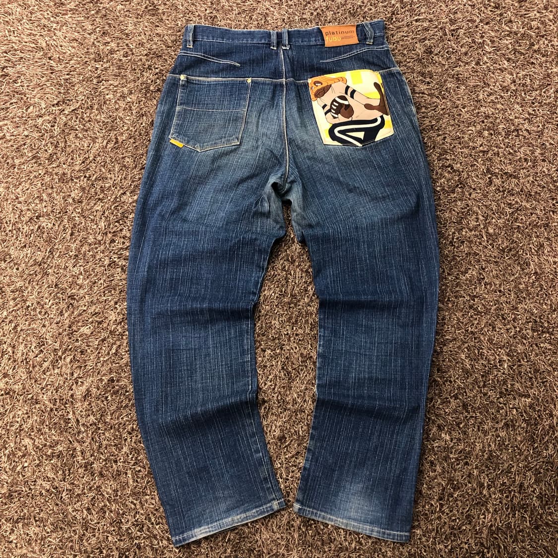 36 플래티넘 후부 00s 올드스쿨 힙합 배기진 데님 팬츠 상품이미지1