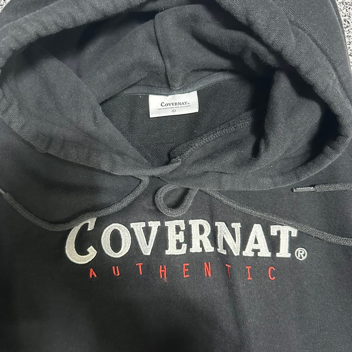 (L) COVERNAT 커버낫 블랙 오버핏 후드티 상품이미지2
