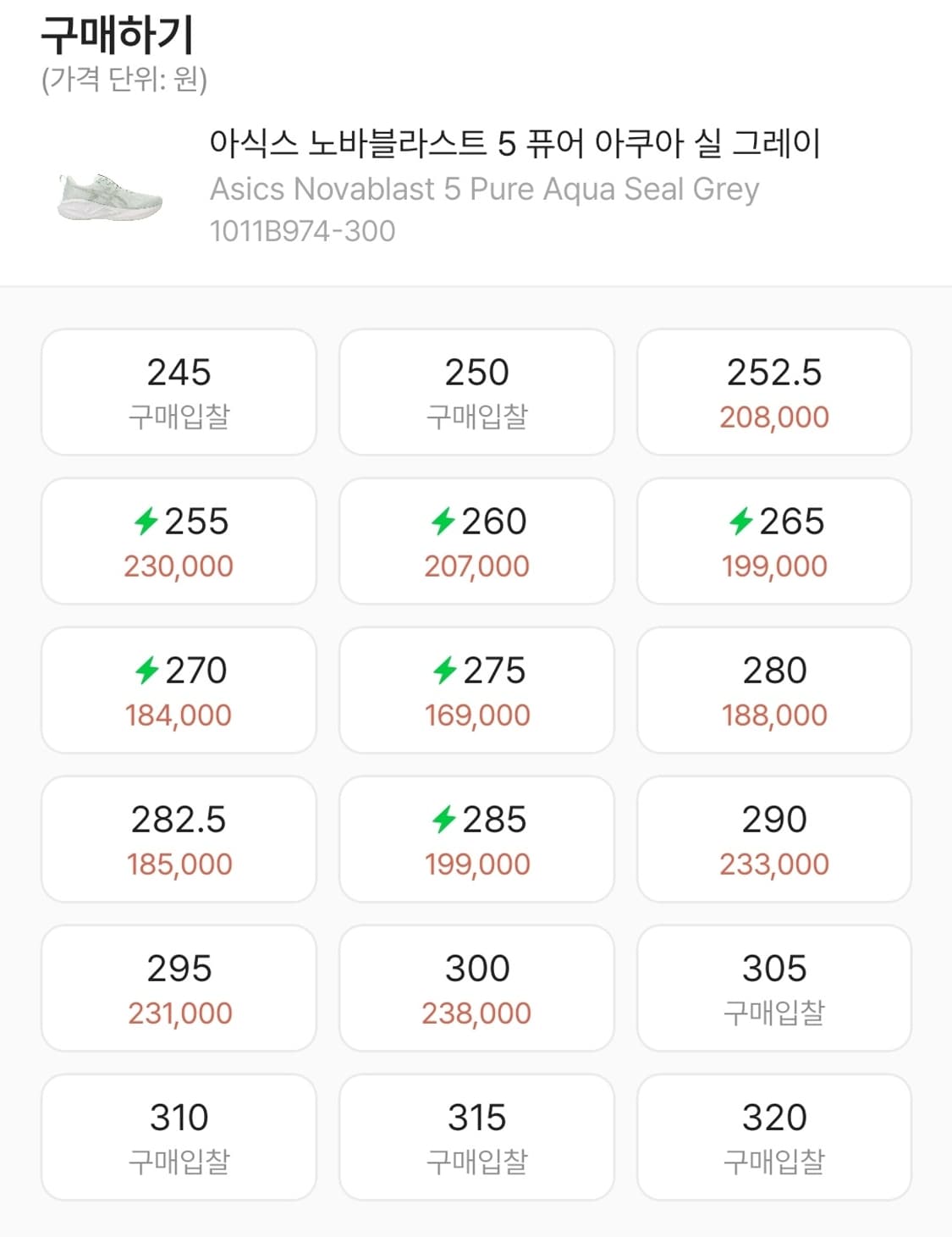 아식스 노바블라스트5 퓨어 아쿠아 실 그레이 285 상품이미지2