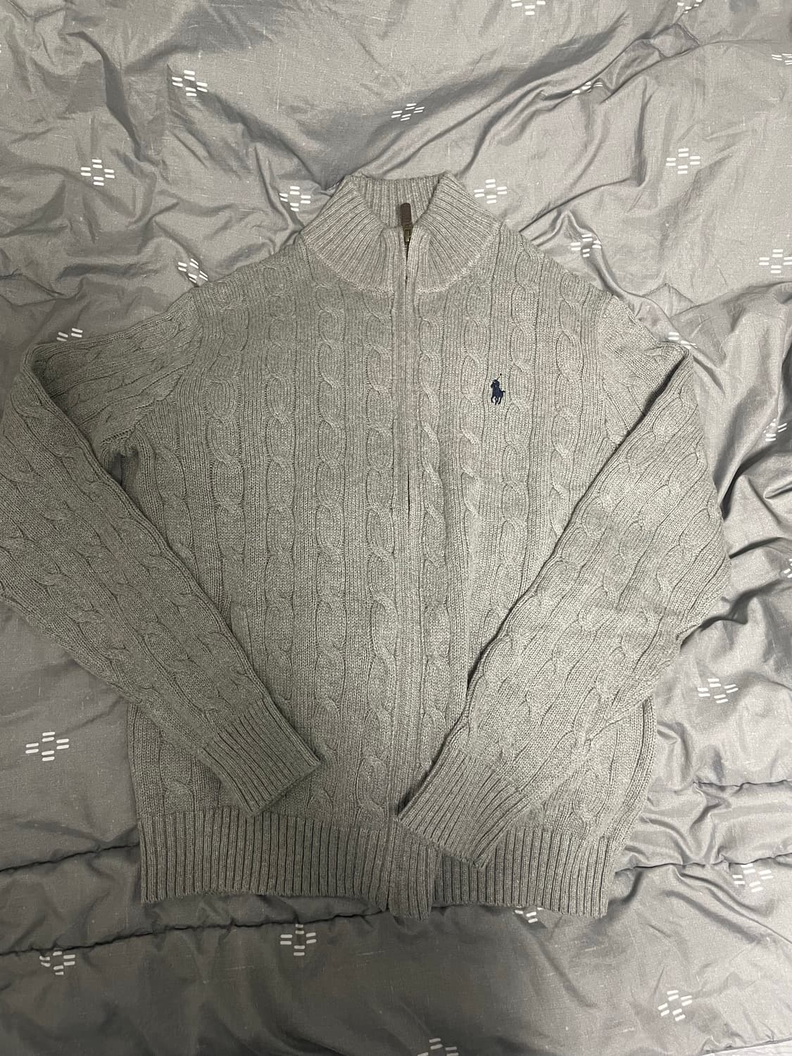 폴로 케이블 니트 집업 그레이 M 상품이미지2