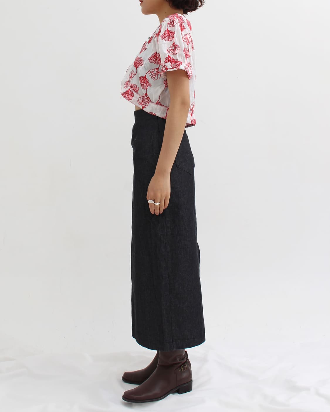 일본 빈티지 레드 자수 크롭 레이어드 블라우스 볼레로 상품이미지8