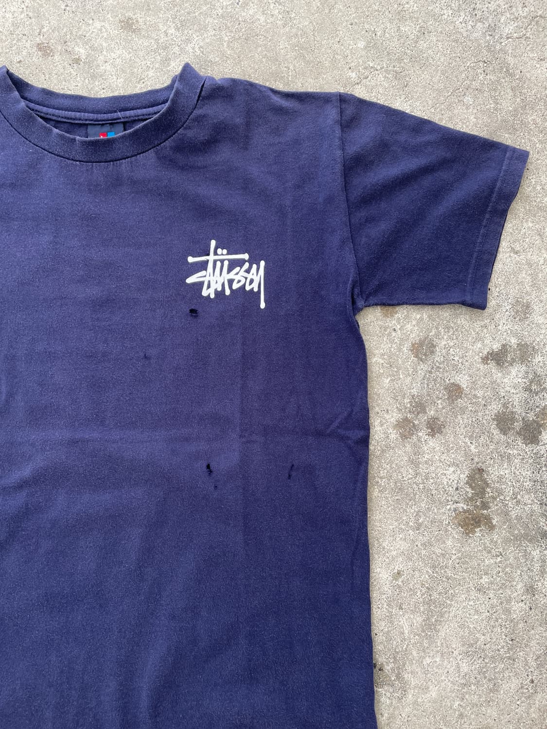 90s Stussy navy distressed T-shirt(USA) 상품이미지9