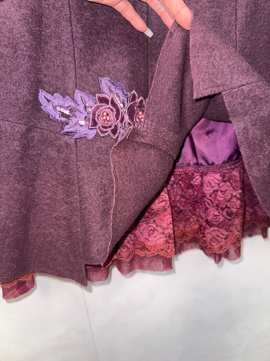 Violet wool fairy floral lace skirt 상품이미지3